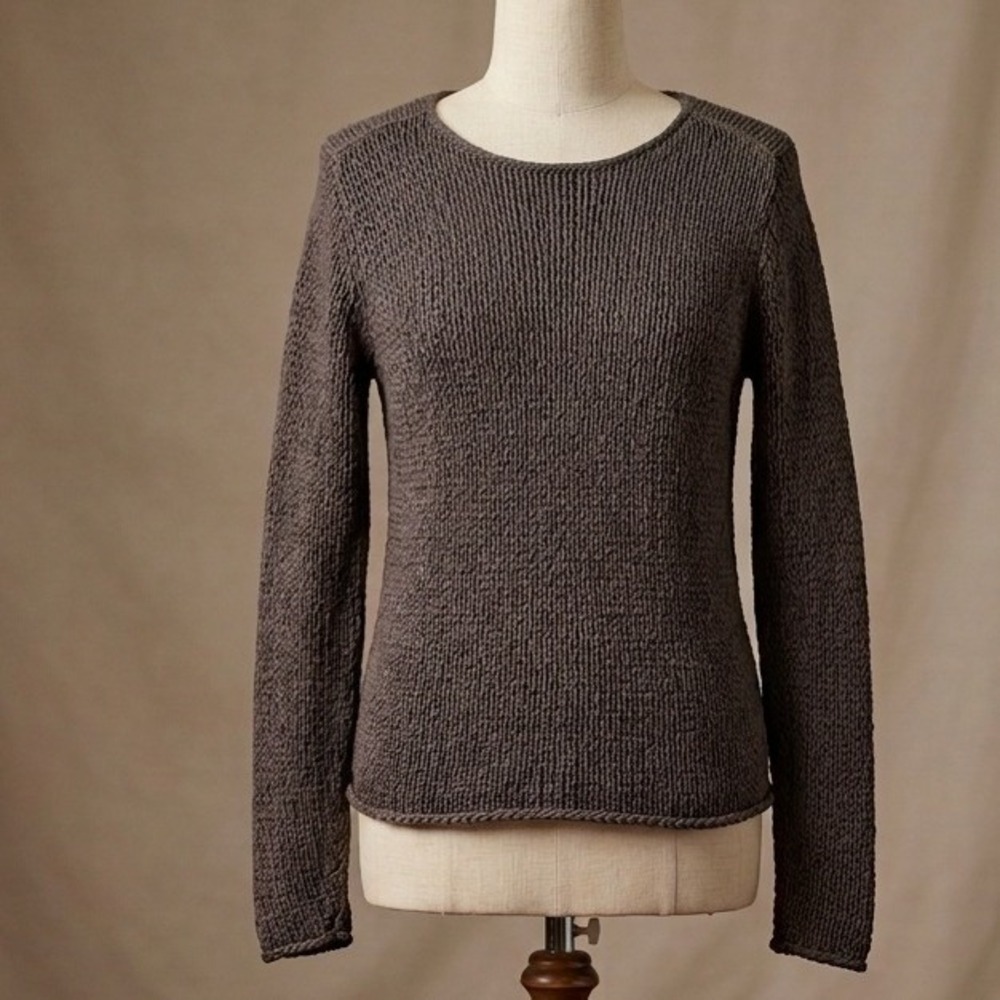 Vintage LOFT Brown Open Knit Wool Blend Sweater Long Sleeve Large